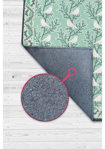 Oturma Odası Halısı, Kuş ve Ağaç Desenli Yeşil Halı, Maksimalist Ev Dekoru, Yıkanabilir Çocuk Odası Halısı fiyatları