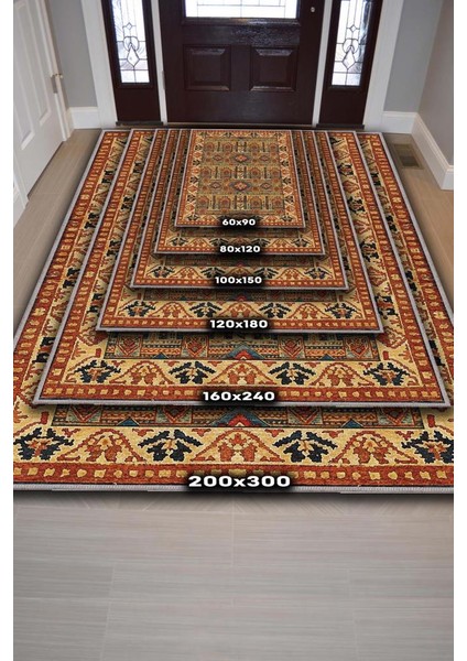 Etnik Kafkas Desenli Geleneksel Rustik Halı, Yıkanabilir Oturma Odası Halısı fırsatları