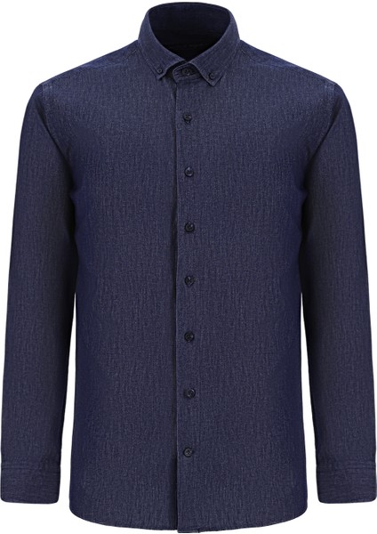 Uzun Kol Slim Fit Dar Kesim Denim Pamuk Gömlek