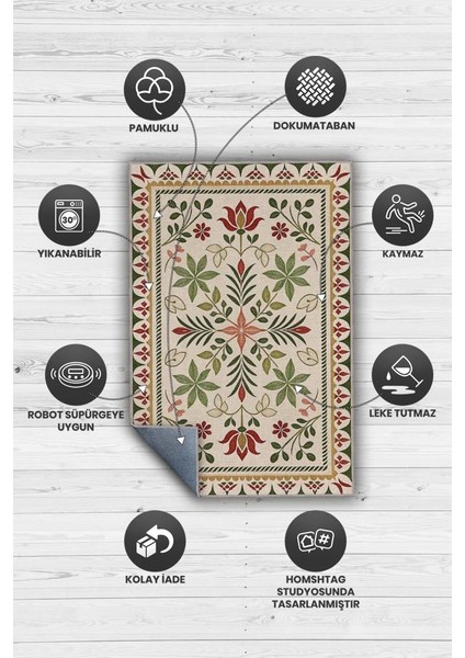 Çiçek Desenli Halı, Iskandinva Bohem Oda Dekoru Için Zeytin Yeşil Kırmızı ve Bej Yıkanabilir Halı, Minimal Ev Dekoru modelleri