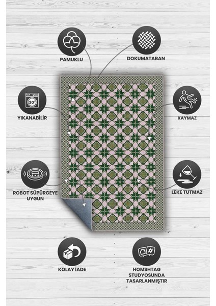 Zümrüt Geometrik Halı, Makinede Yıkanabilir Ritmik Desenli Halı, Oturma Odası Halısı modelleri