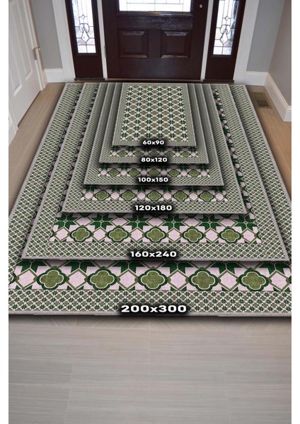 Zümrüt Geometrik Halı, Makinede Yıkanabilir Ritmik Desenli Halı, Oturma Odası Halısı fırsatları