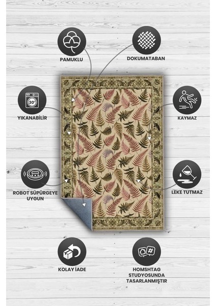 Sıcak Renkli Botanik Oturma Odası Dekoru Halısı, Yıkanabilir Dokuma Pamuk Tabanlı Kaymaz Tabanlı Halı modelleri