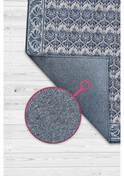 Yaprak Motifli 19.yüzyıl Temalı Mavi Lacivert Halı, Yıkanabilir Oturma Odası Halısı, Klasik Salon Halısı fiyatları