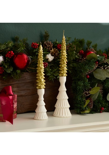 New Year Yılbaşı Çam Ağacı Şekilli Şamdan Mum 8,2X4,2X21 cm