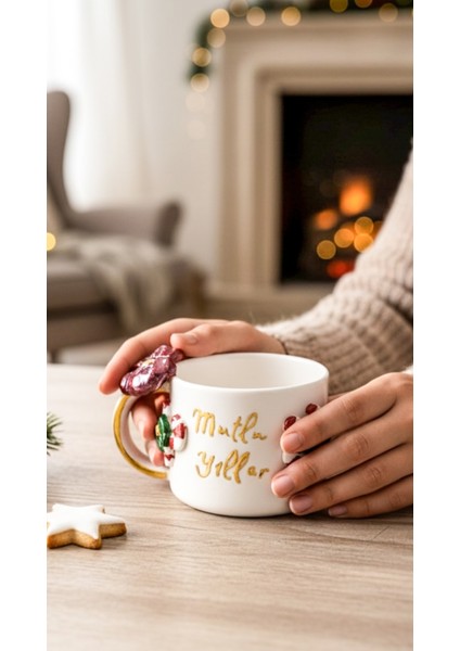 24K Altın Süslemeli Mutlu Yıllar Fiyonk Seramik Mug Yeni Yıl Yılbaşı Hediyesi fiyatları