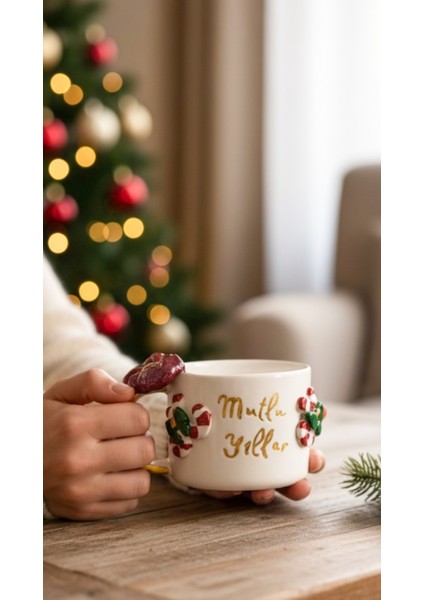 24K Altın Süslemeli Mutlu Yıllar Fiyonk Seramik Mug Yeni Yıl Yılbaşı Hediyesi fırsatları