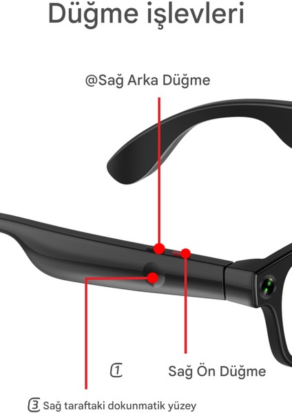 Aı Smart Gözlük,yapay Zeka Nesne Tanıma, 8mp Kamera, Wifi Bağlantılı, Video Kayıt, Anında Sesli Tercüman, 1080P Hd, Müzik Dinleme Özellikli fiyatları