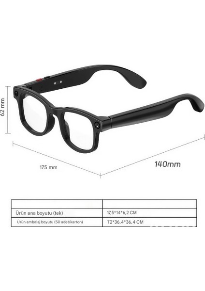 Aı Smart Gözlük,yapay Zeka Nesne Tanıma, 8mp Kamera, Wifi Bağlantılı, Video Kayıt, Anında Sesli Tercüman, 1080P Hd, Müzik Dinleme Özellikli modelleri