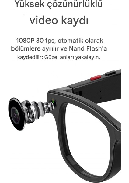 Aı Smart Gözlük,yapay Zeka Nesne Tanıma, 8mp Kamera, Wifi Bağlantılı, Video Kayıt, Anında Sesli Tercüman, 1080P Hd, Müzik Dinleme Özellikli fırsatları