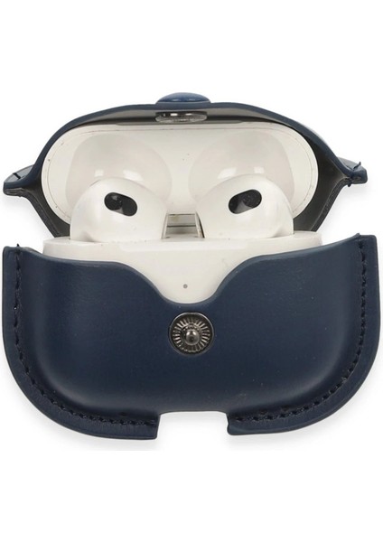 Airpods 3 (3.nesil) Çanta Deri Kılıf - Lacivert modelleri