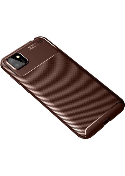 OMR02 Huawei Y5P Kılıf Auto Focus Karbon Kapak - Kahverengi fiyatları