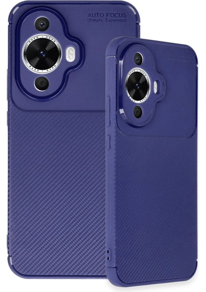 OMR02 Huawei Nova 12S Kılıf Auto Focus Karbon Kapak - Lacivert modelleri