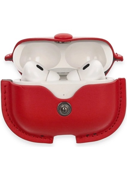 CPT83 Airpods Pro 2 (2.nesil) Çanta Deri Kılıf - Kırmızı modelleri