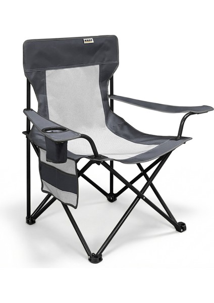 Kamp Sandalyesi, Outdoor, Plaj ve Piknik Için Katlanır Kamp Sandalyesi, Standart Boy - Gri