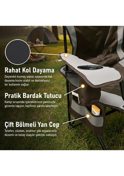 Kamp Sandalyesi, Outdoor, Plaj ve Piknik Için Katlanır Kamp Sandalyesi, Standart Boy - Gri fırsatları