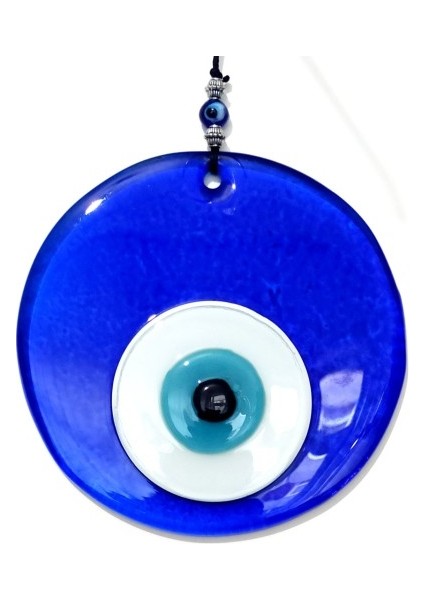 Şeffaf Mavi El Yapımı Cam Nazar Boncuğu Duvar Süsü Hediyelik Eşya