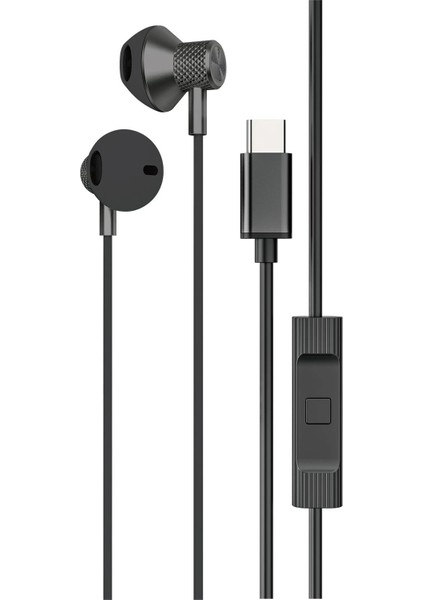 OMR02 LS-730 1.2m iPhone 15 Serisi ile Uyumlu Type-C Kablolu Kulaklık - Siyah