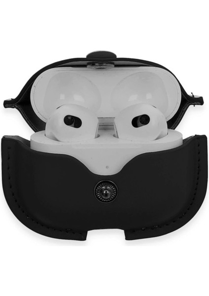 Airpods 3 (3.nesil) Çanta Deri Kılıf - Siyah modelleri