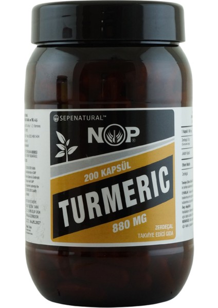 Nop Naturel Zerdeçal | Zerdeçal 200 Kapsül X 880Mg | Turmeric