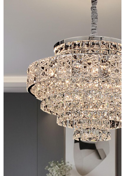 Cristalin Krom 50 cm Kristal Taşlı Modern Avize – Salon ve Oturma Odası fiyatları