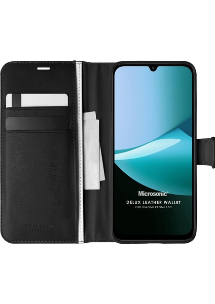 Xiaomi Redmi 15C Kılıf Delux Leather Wallet Siyah