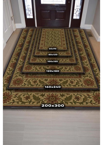 Vintage Salon Halısı, Zeytin Yeşili Halı, Maksimalist Klasik Ev Dekoru Için Yıkanabilir Halı fırsatları