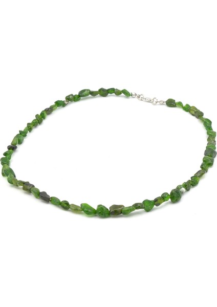 Choker Model Amorf Kesim Doğal Diopsit Taşı Kolye