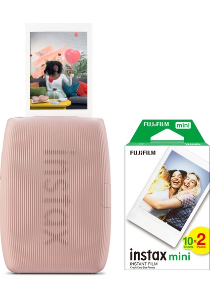 Instax Mini Link 3 Pembe Akıllı Telefon Yazıcısı ve 20'li Mini Film