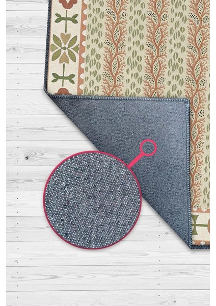 Terrakota ve Adaçayı Yeşili Botanik Desenli Geometrik Oturma Odası Halısı, Japon & Iskandinav Oda Dekoru, Japandi Halı fiyatları