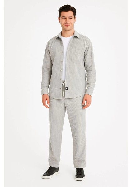 Erkek Kadife Oversize Takım – Gömlek ve Pantolon Ikili Set Füme Corduroy Şıklığı, Rahat ve Zarif Duruş Yumuşak Dokulu Kadife Kumaş, Düğmeli Gömlek Üst ve Lastikli Pantolon Alt Parça ile Gün Boyu Konfor- Gri fiyatları