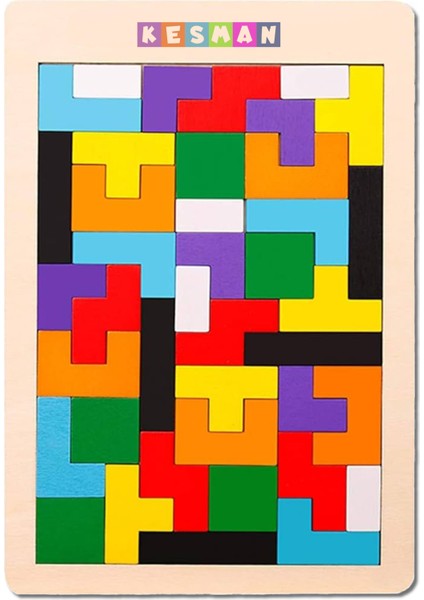 Montessori Ahşap Tetris & Blok Puzzle Zeka Oyuncağı Seti