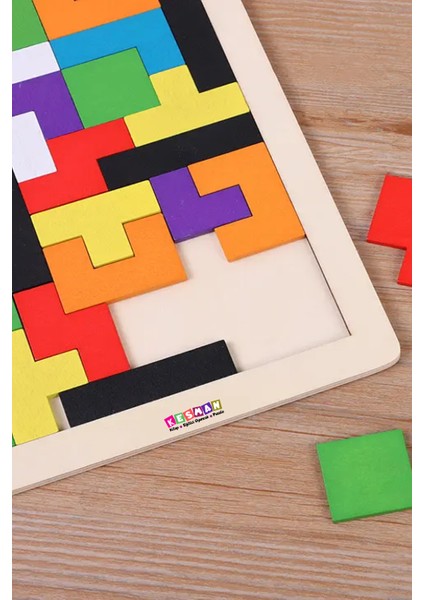 Montessori Ahşap Tetris & Blok Puzzle Zeka Oyuncağı Seti modelleri