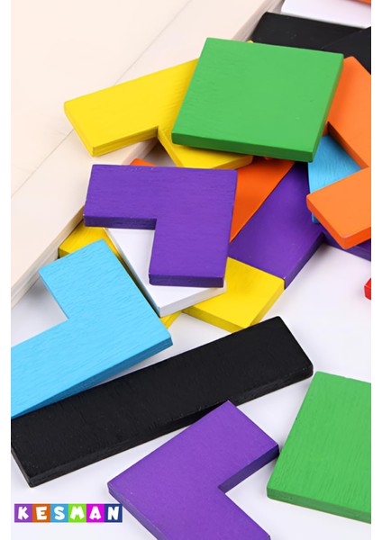 Montessori Ahşap Tetris & Blok Puzzle Zeka Oyuncağı Seti fırsatları
