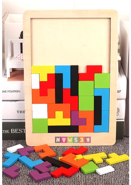 Montessori Ahşap Tetris & Blok Puzzle Zeka Oyuncağı Seti indirimleri