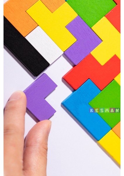 Montessori Ahşap Tetris & Blok Puzzle Zeka Oyuncağı Seti