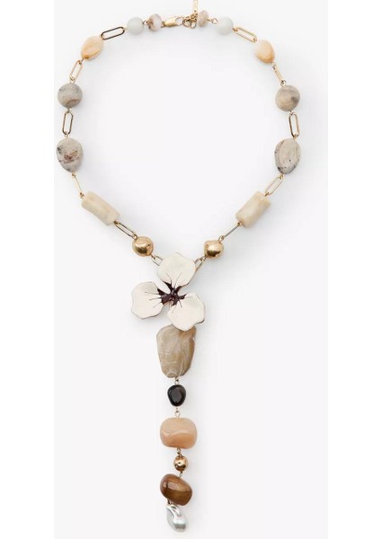 Taşlı Çiçek Kolye