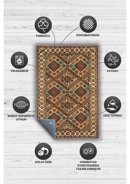 Orta Asya Tarihi Temalı Etnik Oturma Odası Halısı Yıkanabilir Salon Halısı modelleri