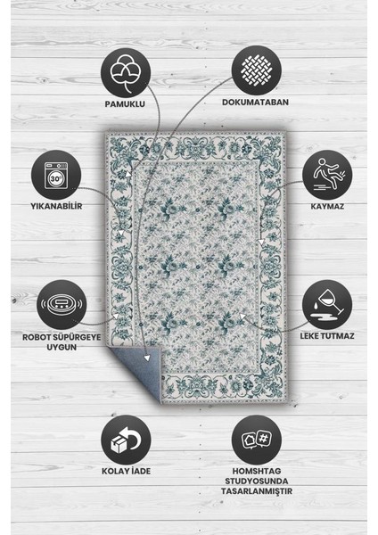 Ince Çiçek Işlemesi Detaylı Mint Yeşili Salon Halısı, Geleneksel Bordürlü Yıkanabilir Yatak Odası Halısı modelleri