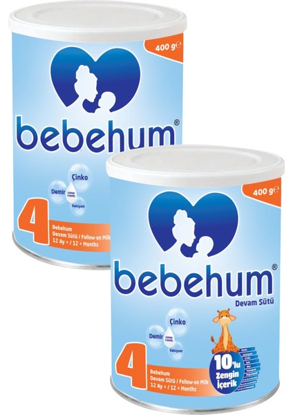 Teneke 4 Devam Sütü 400 gr 12+ Ay X2 Adet