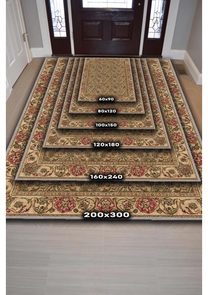 Etnik Moğol Desenli Bej Kırmızı Çiçek Desenli Halı, Maksimalist Ev Dekoru, Yıkanabilir Dokuma Pamuk Tabanlı Kaymaz Tabanlı Halı fırsatları