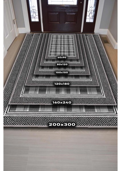 Modern Geometrik Gri Halı, Kareli Minimalist Ev Dekoru Halısı, Yıkanabilir Ekose Halı fırsatları