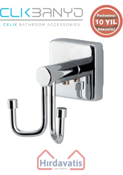 Paslanmaz Pirinç Vizyon 2'li Bornozluk, Şık ve Dayanıklı Banyo Aksesuarı