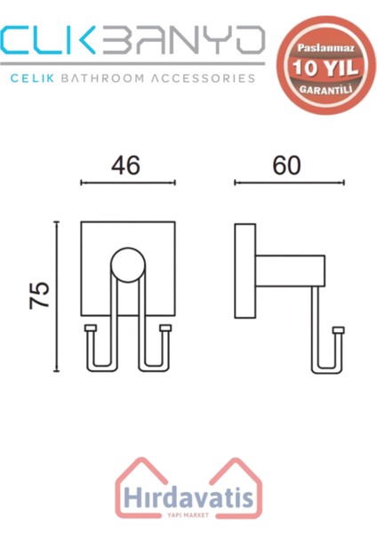 Paslanmaz Pirinç Vizyon 2'li Bornozluk, Şık ve Dayanıklı Banyo Aksesuarı fiyatları