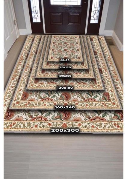 Çiçek Desenli Yatak Odası Halısı, Klasik Tarz Yeşil Kırmızı Halı, Vintage Ev Dekoru, Yıkanabilir Dokuma Pamuk Tabanlı Kaymaz Tabanlı Halı indirimleri