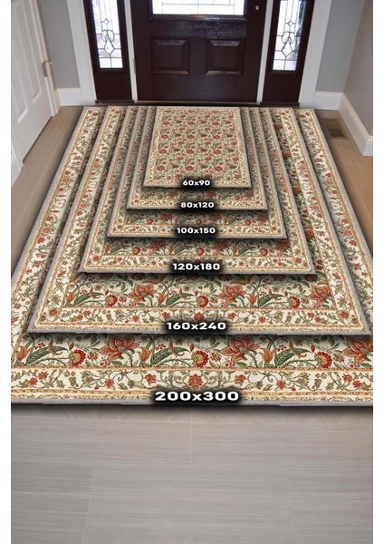 Lale ve Nar Desenli Geleneksel Salon Halısı, Yıkanabilir Dokuma Pamuk Tabanlı Kaymaz Tabanlı Yatak Odası Halısı indirimleri