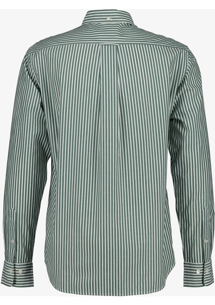 Erkek Yeşil Regular Fit Düğmeli Yaka Çizgili Poplin Gömlek 3000130.338 fiyatları