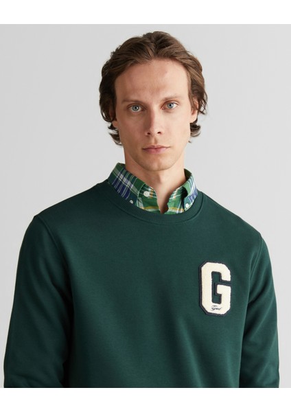 Erkek Yeşil Regular Fit Bisiklet Yaka Logolu Sweatshirt 2067062.374 fırsatları