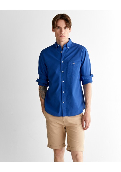 Erkek Lacivert Regular Fit Düğmeli Yaka Gömlek 3250035.407