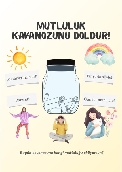Mutluluk Kavanozu Pozitif Düşünce Defteri | Mutluluk Notları | A5 Boyut | Planlayıcı | Not Defteri